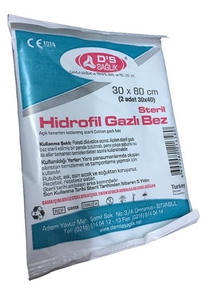 D'S Hidrofil Gazlı Bez 30Mm x 80Mm 2 Parça