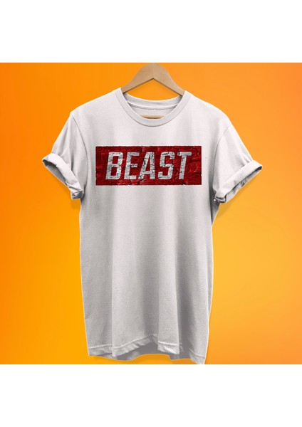 Beast Baskılı %100 Pamuk Oversize T-Shirt Büyük Beden Tişört