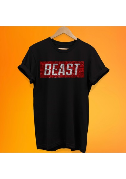 Beast Baskılı %100 Pamuk Oversize T-Shirt Büyük Beden Tişört