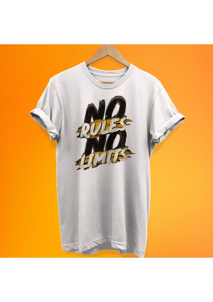 Kural Yok Limit Yok Baskılı %100 Pamuk Oversize T-Shirt Büyük Beden Tişört