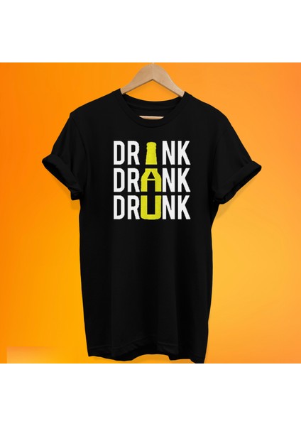 Drink Baskılı %100 Pamuk Oversize T-Shirt Büyük Beden Tişört