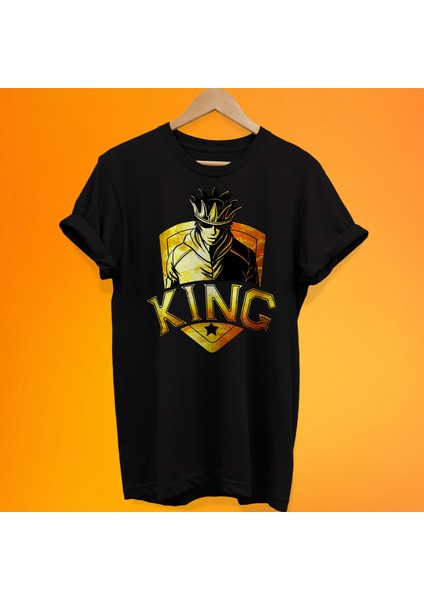 King Baskılı %100 Pamuk Oversize T-Shirt Büyük Beden Tişört