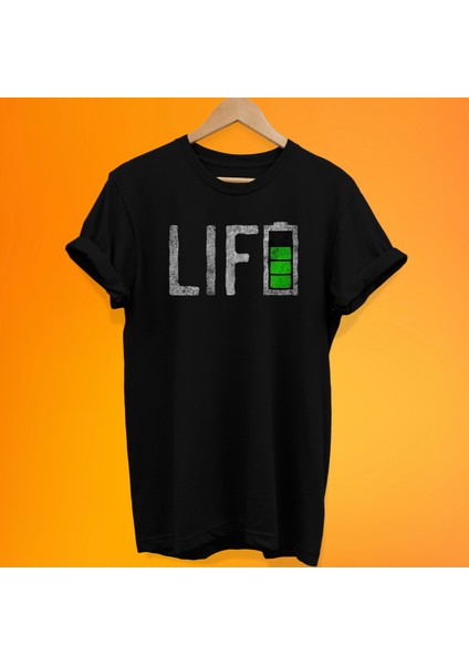 Life Baskılı %100 Pamuk Oversize T-Shirt Büyük Beden Tişört