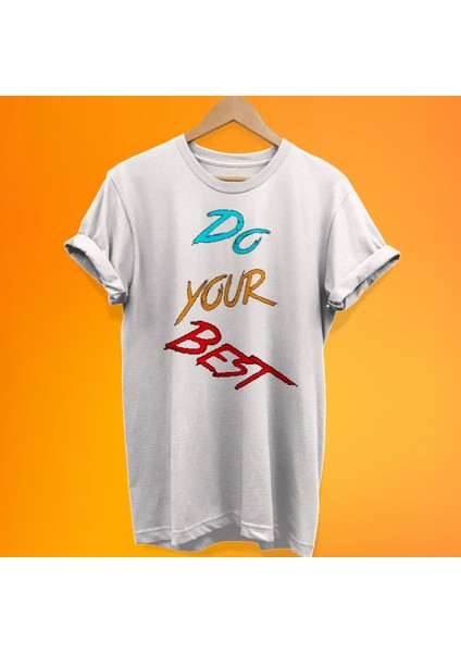 Do Your Best Baskılı %100 Pamuk Oversize T-Shirt Büyük Beden Tişört