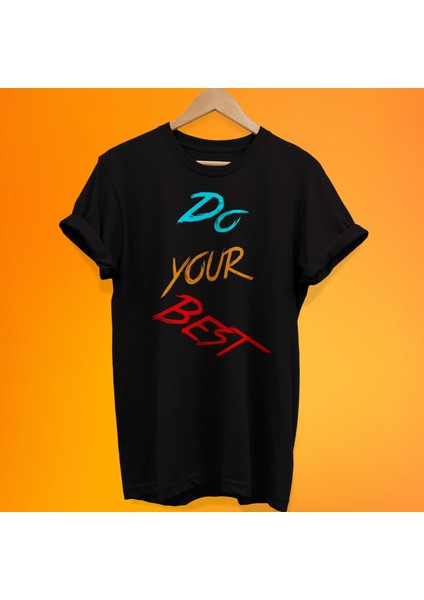 Do Your Best Baskılı %100 Pamuk Oversize T-Shirt Büyük Beden Tişört