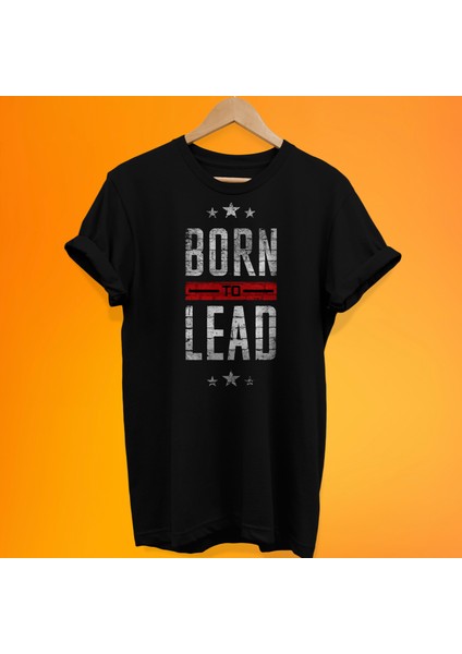 Önderlik Için Doğmuş Yazılı %100 Pamuk Oversize T-Shirt Büyük Beden Tişört