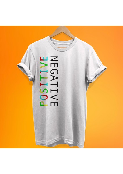 Pozitif Negatif Baskılı %100 Pamuk Oversize T-Shirt Büyük Beden Tişört
