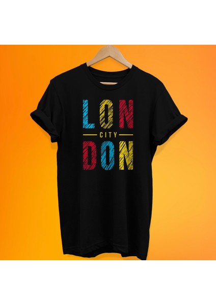 London City Baskılı %100 Pamuk Oversize T-Shirt Büyük Beden Tişört