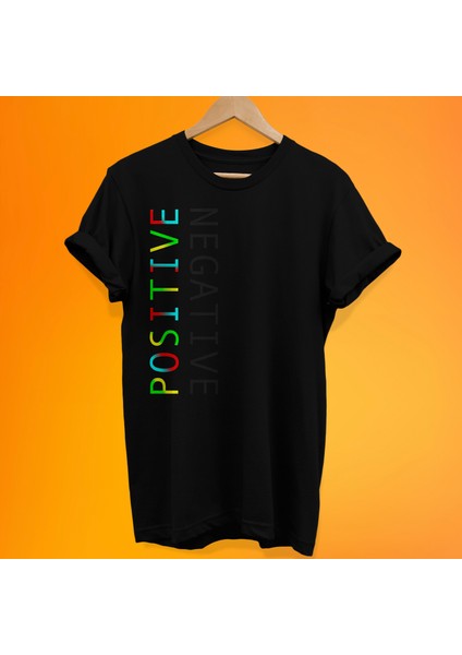 Pozitif Negatif Baskılı %100 Pamuk Oversize T-Shirt Büyük Beden Tişört