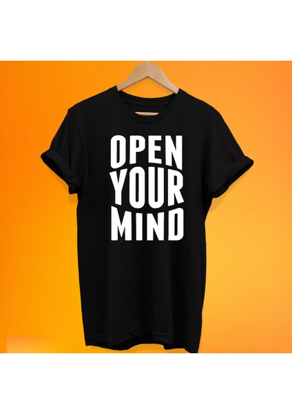 Zihnini Aç Yazılı %100 Pamuk Oversize T-Shirt Büyük Beden Tişört