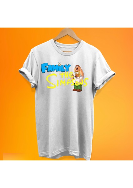 Family The Simpsons Baskılı %100 Pamuk Oversize T-Shirt Büyük Beden Tişört
