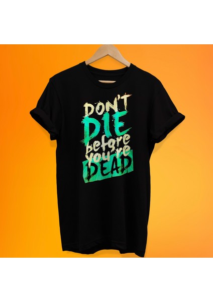 Ölmeden Mezara Girme Yazılı %100 Pamuk Oversize T-Shirt Büyük Beden Tişört