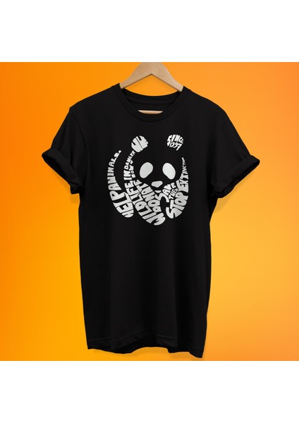 Panda Baskılı %100 Pamuk Oversize T-Shirt Büyük Beden Tişört