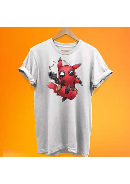 Deadpool-Pikachu Baskılı %100 Pamuk Oversize T-Shirt Büyük Beden Tişört