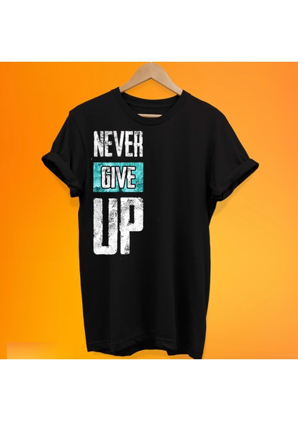 Asla Pas Etme Baskılı %100 Pamuk Oversize T-Shirt Büyük Beden Tişört