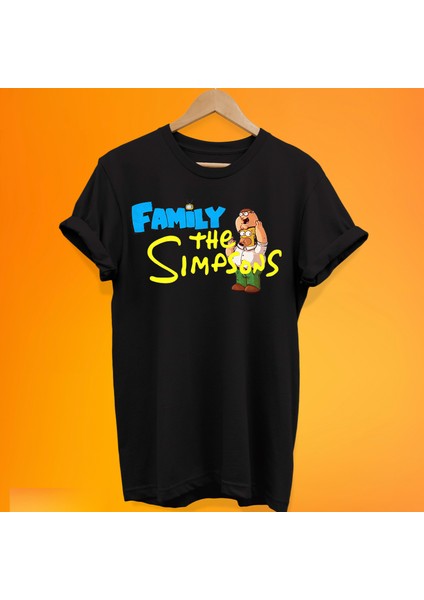 Family The Simpsons Baskılı %100 Pamuk Oversize T-Shirt Büyük Beden Tişört