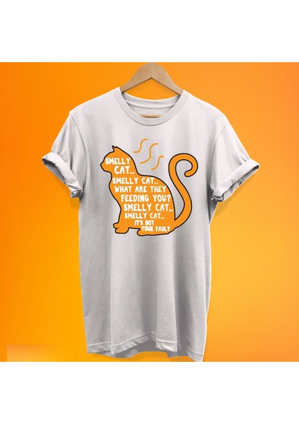 Friends Smelly Cat Baskılı %100 Pamuk Oversize T-Shirt Büyük Beden Tişört