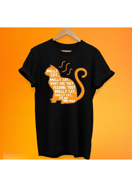 Friends Smelly Cat Baskılı %100 Pamuk Oversize T-Shirt Büyük Beden Tişört