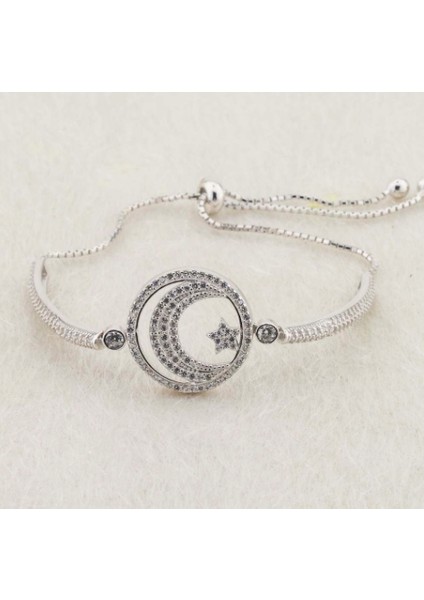 Ay Yıldız Asansörlü 925 Ayar Gümüş Bileklik