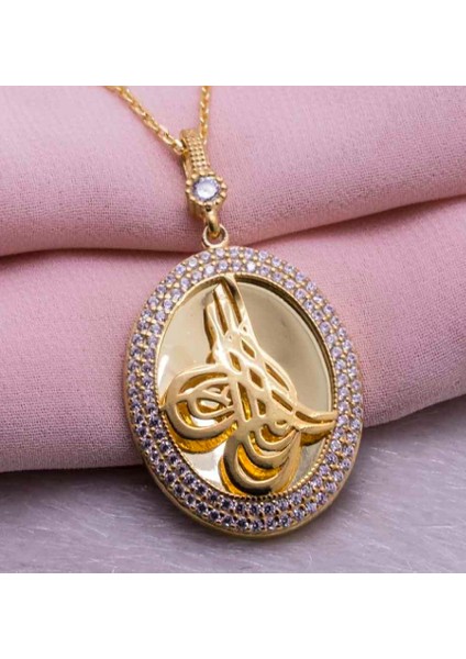 Osmanlı Tuğra Altın Kaplama 925 Ayar Gümüş Kolye