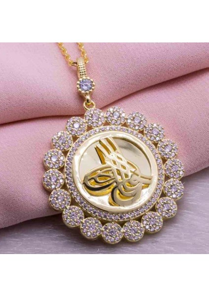 Osmanlı Tuğra Altın Kaplama 925 Ayar Gümüş Kolye