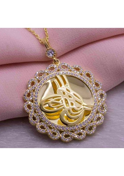 Osmanlı Tuğra Altın Kaplama 925 Ayar Gümüş Kolye