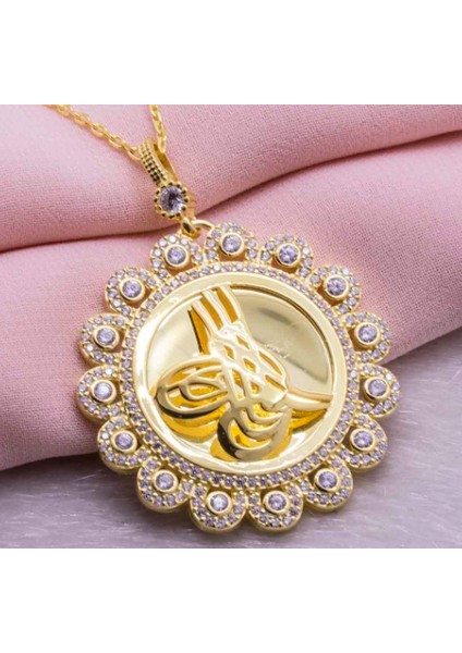 Osmanlı Tuğra Altın Kaplama 925 Ayar Gümüş Kolye