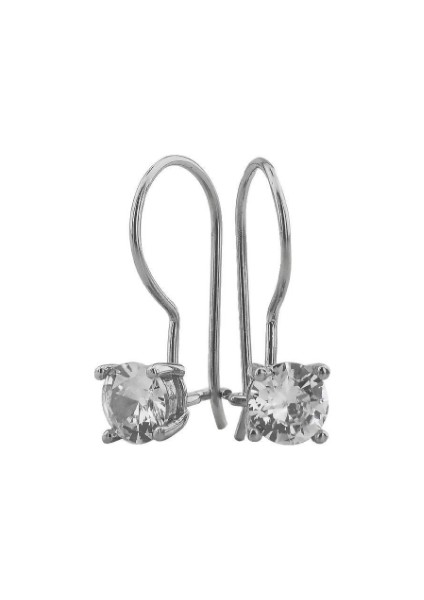 Zirkon Taşlı Yuvarlak 925 Ayar Gümüş Küpe