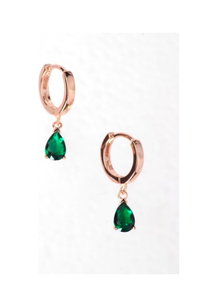 Yeşil Damla 925 Ayar Gümüş Küpe