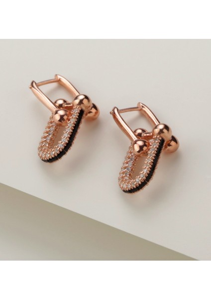 Taşlı Rose 925 Ayar Gümüş Küpe