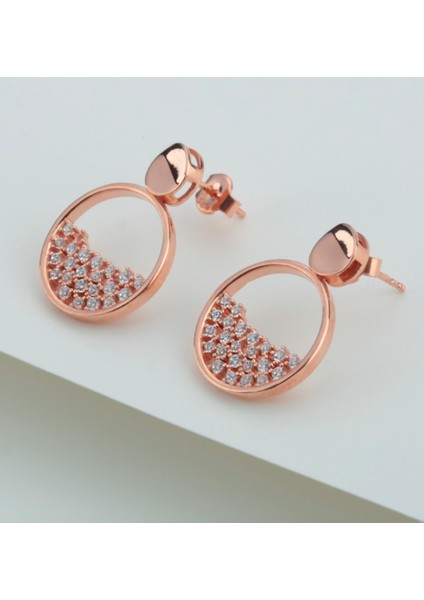 Halka Rose 925 Ayar Gümüş Küpe