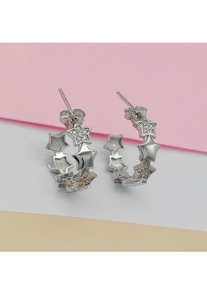 Yıldız Taşlı 925 Ayar Gümüş Küpe