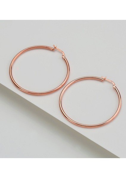 Rose Ince Halka 925 Ayar Gümüş Küpe