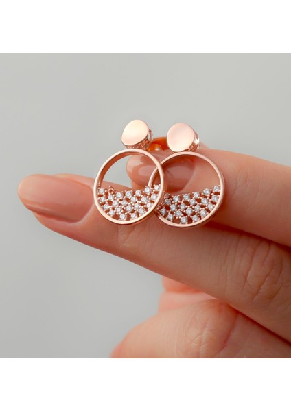 Halka Rose 925 Ayar Gümüş Küpe