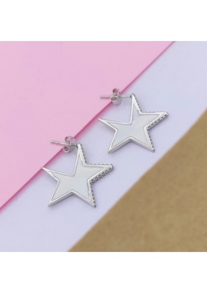 Taşlı Yıldız Mineli 925 Ayar Gümüş Küpe