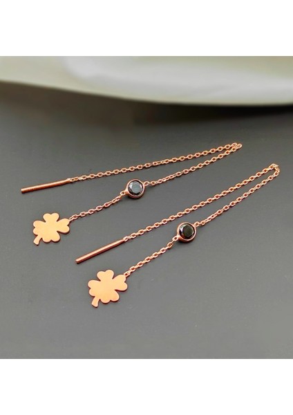 Yonca Sallantılı 925 Ayar Gümüş Küpe