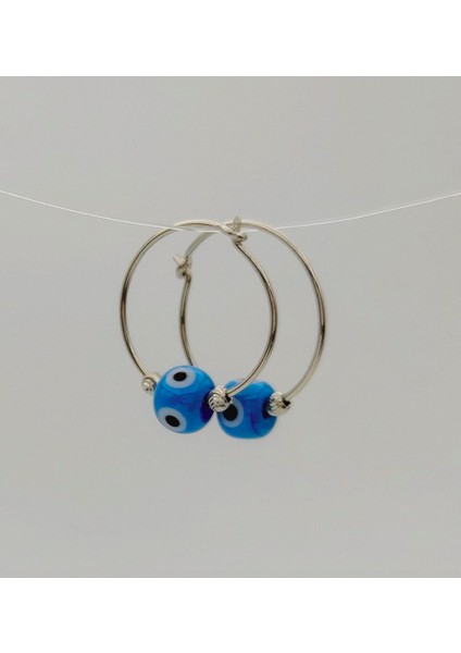 Nazar Halka 925 Ayar Gümüş Küpe