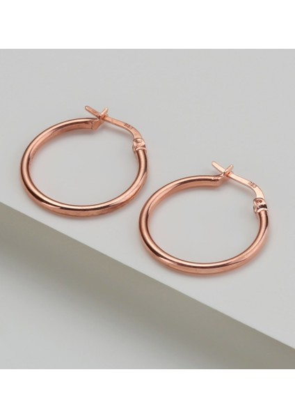 Rose Halka 925 Ayar Gümüş Küpe