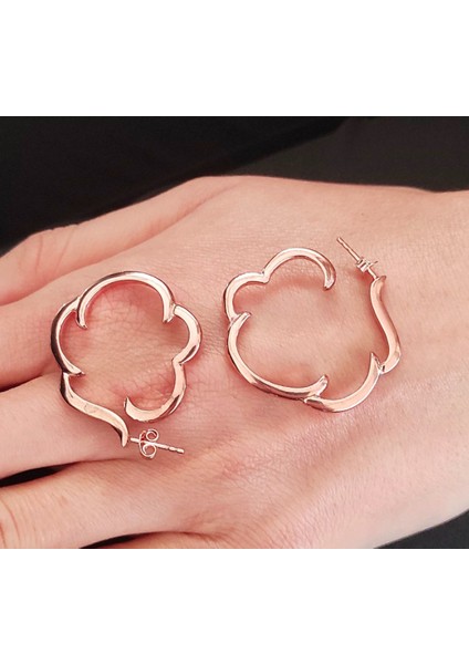 Çiçek Halka 925 Ayar Gümüş Küpe