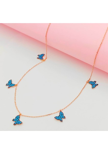 Mavi Kelebek 925 Ayar Gümüş Kolye