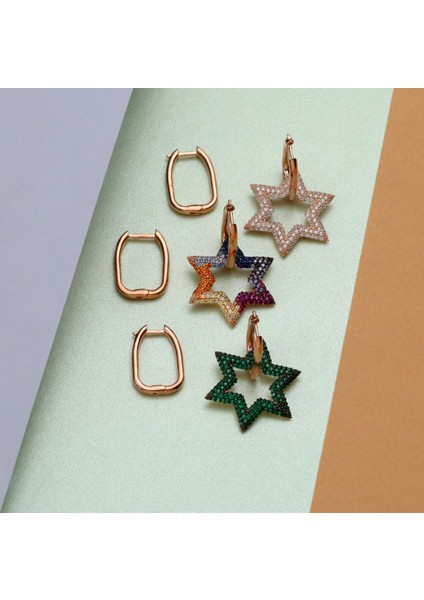 Rose Yıldız 925 Ayar Gümüş Küpe