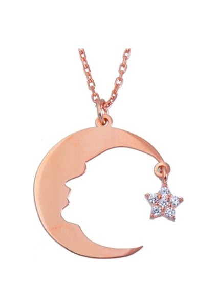 Ay Yıldız Atatürk Silueti 925 Ayar Gümüş Kolye