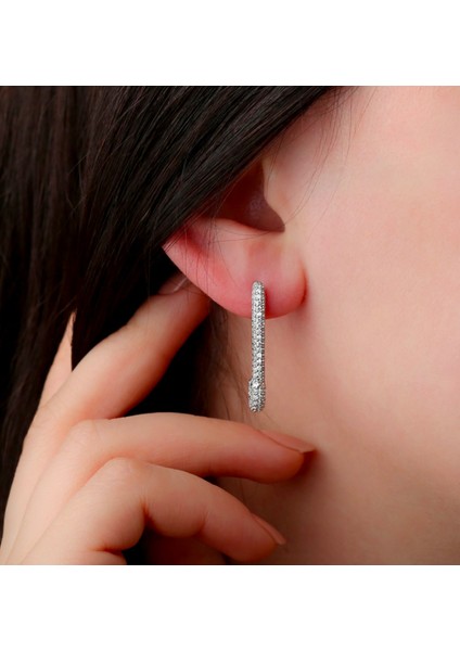 Taşlı 925 Ayar Gümüş Küpe