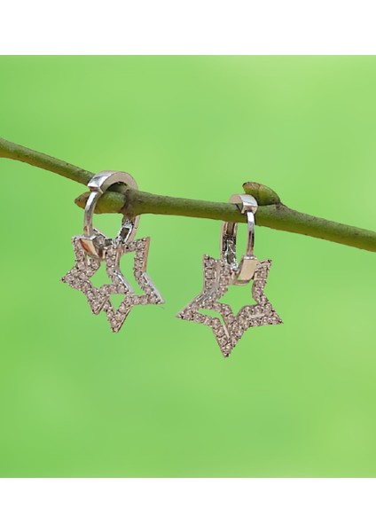 Çift Yıldız 925 Ayar Gümüş Küpe