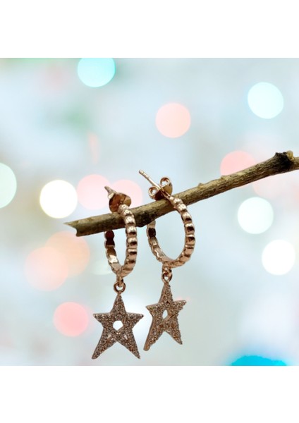 Halka Yıldız 925 Ayar Gümüş Küpe