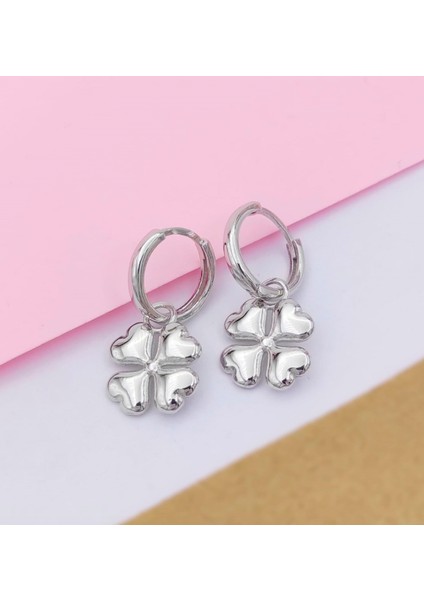 Yonca Halka 925 Ayar Gümüş Küpe