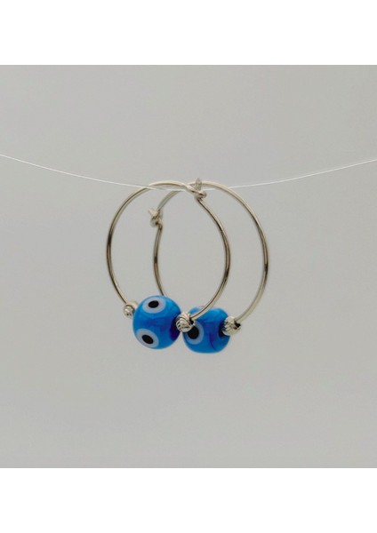 Nazar Halka 925 Ayar Gümüş Küpe