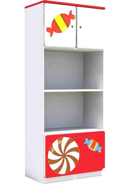 2 Kapaklı 2 Çekmeceli Çocuk Odası Anaokulu Kreş Dolap Sirk Temalı
