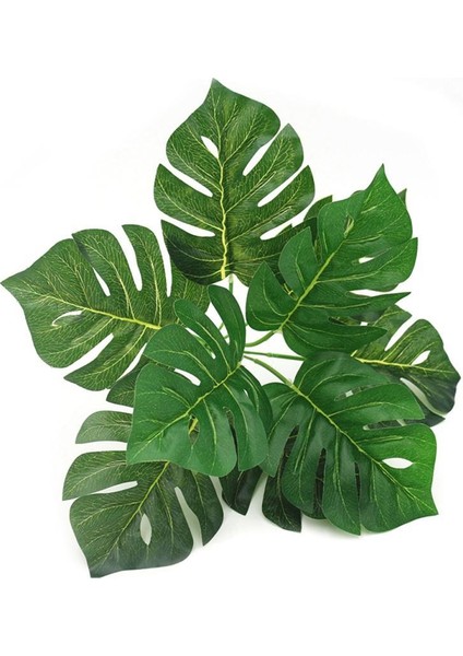Yapay Monstera Bitki Demeti 9 Dal 35 cm – Gerçekçi ve Uzun Ömürlü Dekor, Düğün ve Etkinlik Süsleme İçin