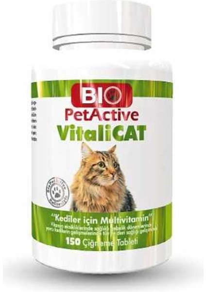 Pet Active Vitalicat Yavru ve Yetişkin Kedi Vitamini 150 Tablet 75GR